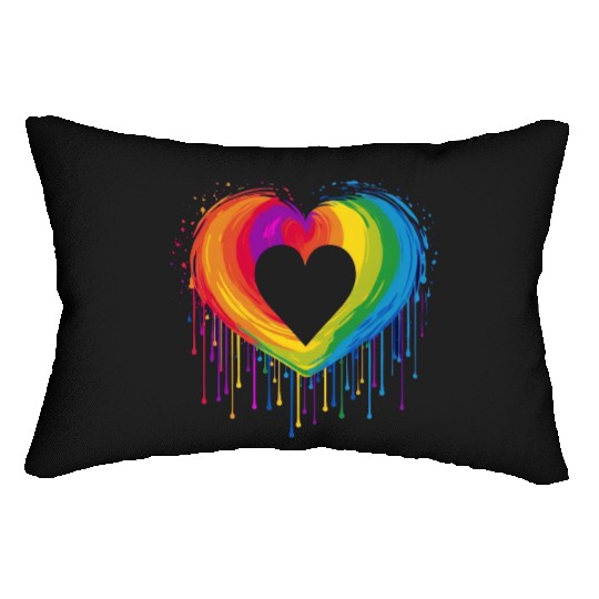 United Love: LGBT Rainbow Heart, Supporting All Lumbar Pillows