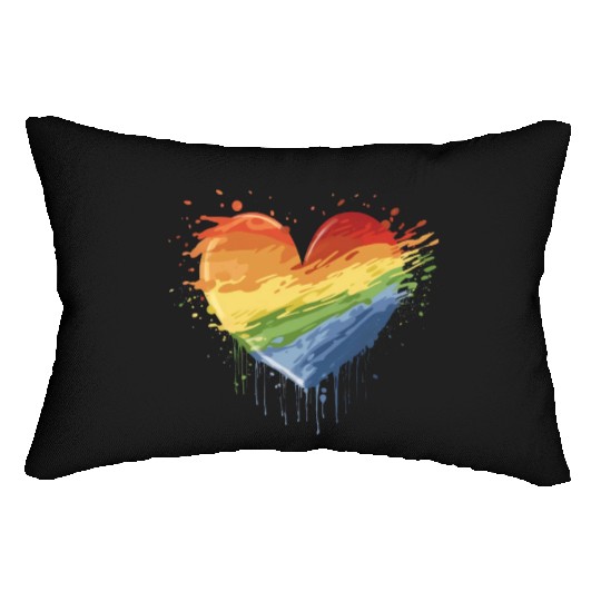 Love Conquers All: LGBTQ+ Rainbow Heart Embracing Lumbar Pillows