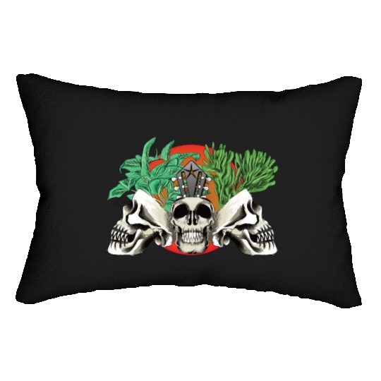 Skull Plant of the blood moon night light Lumbar Pillows
