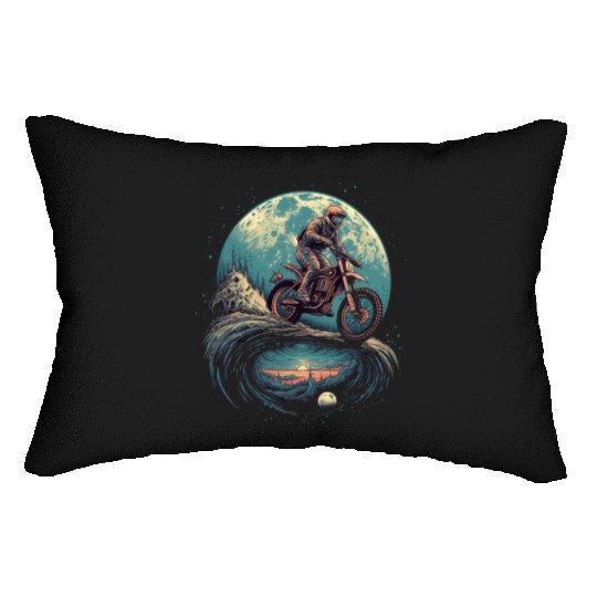 Dirt Bike Moon Motocross Motorcycle Riding Biker Lumbar Pillows