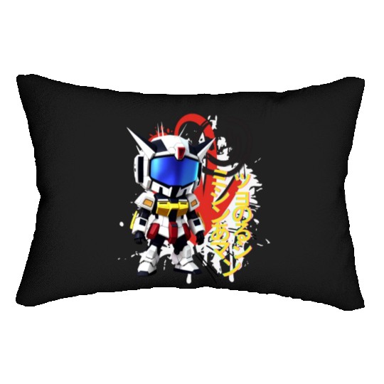 Chibi Mecha: A Cute Cyberpunk Design 8 Lumbar Pillows