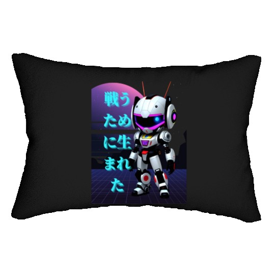 Chibi Mecha: A Cute Cyberpunk Design 3 Lumbar Pillows