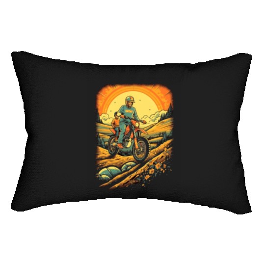 Dirt Bike Father Dad Son Motorcycle Riding Lumbar Pillows
