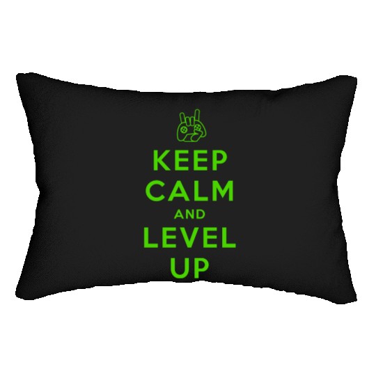 keep calm and level up Lumbar Pillows