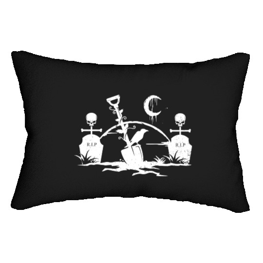 Gothic Graveyard Vintage Crow Lover Skull Fanatic Lumbar Pillows