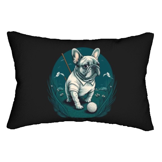 French Bulldog | Golf Sport Player Cute Frenchie Lumbar Pillows