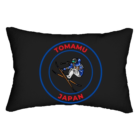 Retro Cool Skiing in Tomamu Japan Souvenir Lumbar Pillows