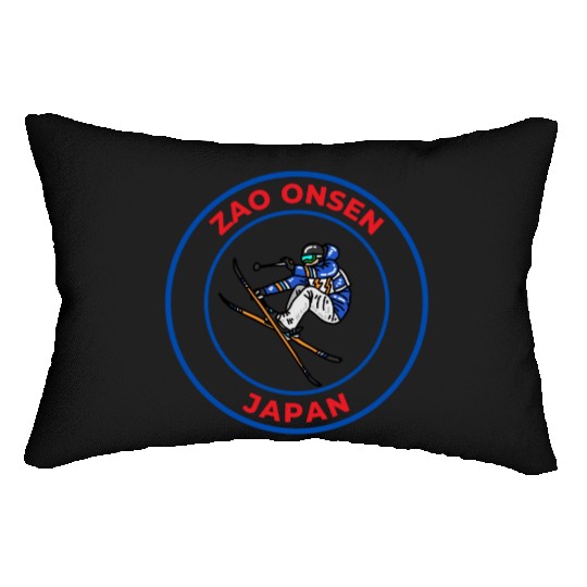 Retro Cool Skiing in Zao Onsen Japan Souvenir Lumbar Pillows