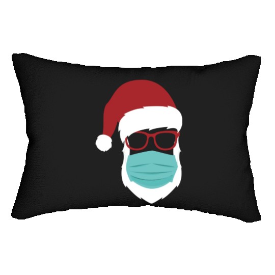 Hipster Santa with Face Mask santa claus 2021 Lumbar Pillows