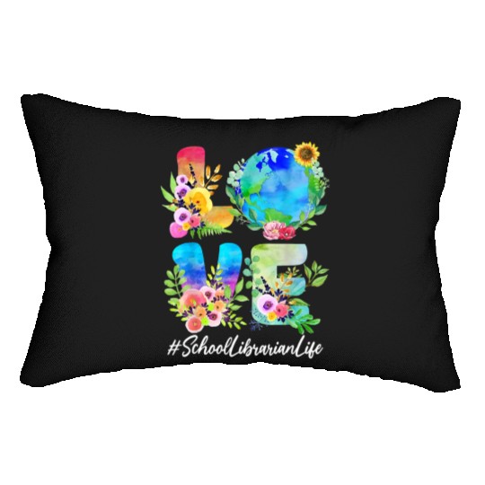 School Librarian Love World Earth Day Save The Pla Lumbar Pillows