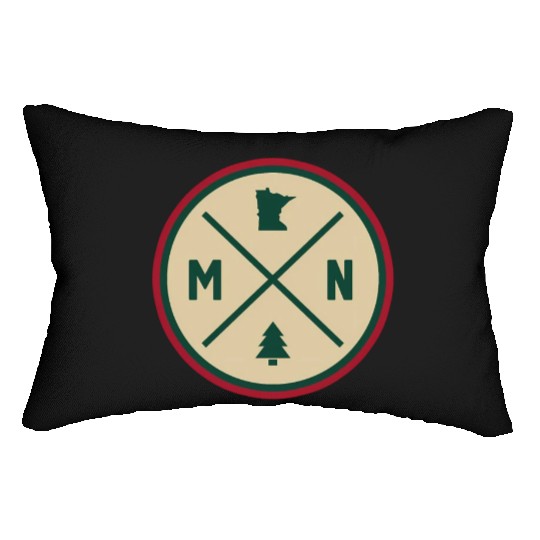Minnesota Mn Circle Patch Red And Green Lumbar Pillows