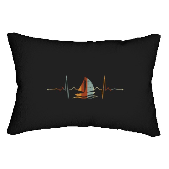Sailboat Heartbeat Sailboat Ekg Boating Boat Lumbar Pillows