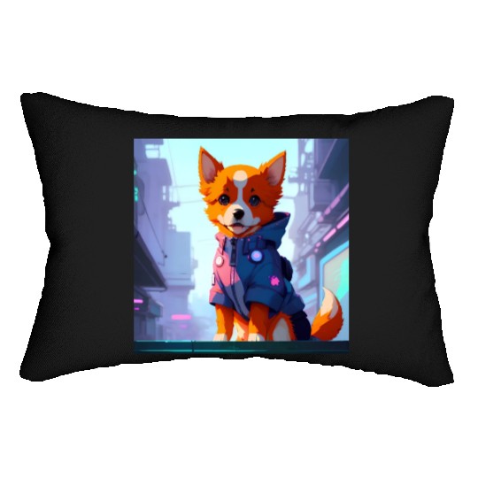 Cute Cyberpunk Dog Lumbar Pillows