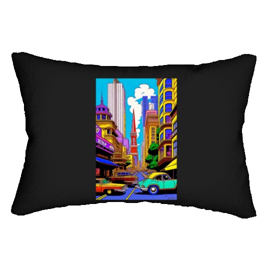"Maximalist Chaos: chaotic stunning San Francisco Lumbar Pillows