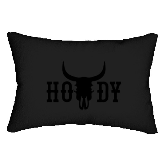 Howdy Cow Skull Western Cowboy Cowgirl Rodeo Howdy Lumbar Pillows