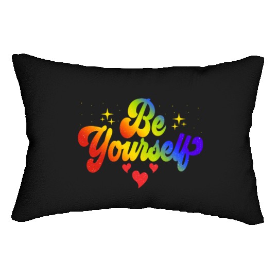 Gay Pride Be Yourself Pride Month Rainbow Lumbar Pillows