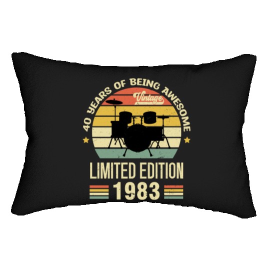 Vintage 1983 Drums 40th Birthday Drummer Lumbar Pillows