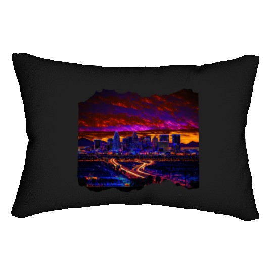 Phoenix Arizonna Skyline Neon Desert Nights Lumbar Pillows