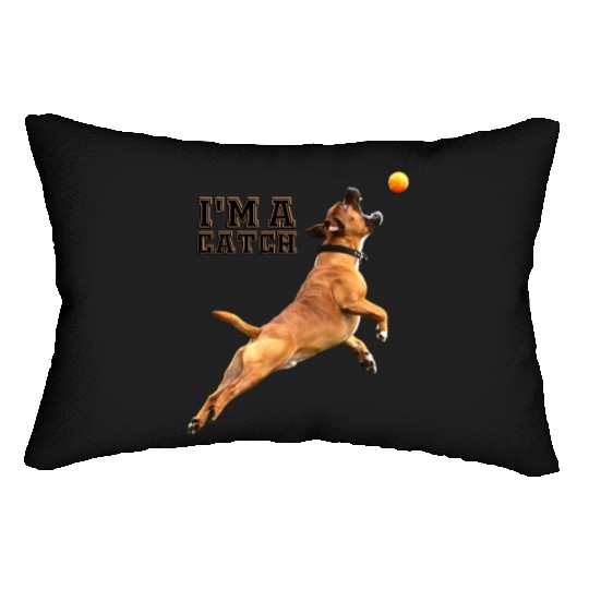 Big Dog Bull Mastiff Catching a Ball, I'm a Catch Lumbar Pillows