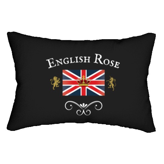 English Rose Union Jack Flag England British Brita Lumbar Pillows