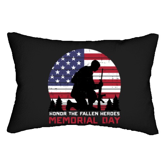 Honor The Fallen Heroes Memorial Day Us Flag Lumbar Pillows