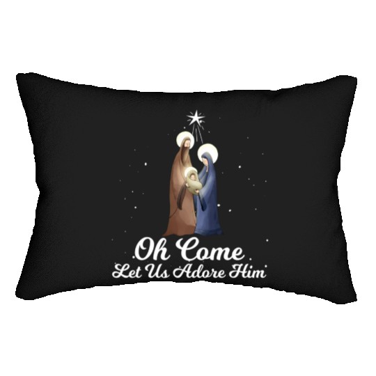 Let Us Adore Him Advent Nativity Scene Lumbar Pillows