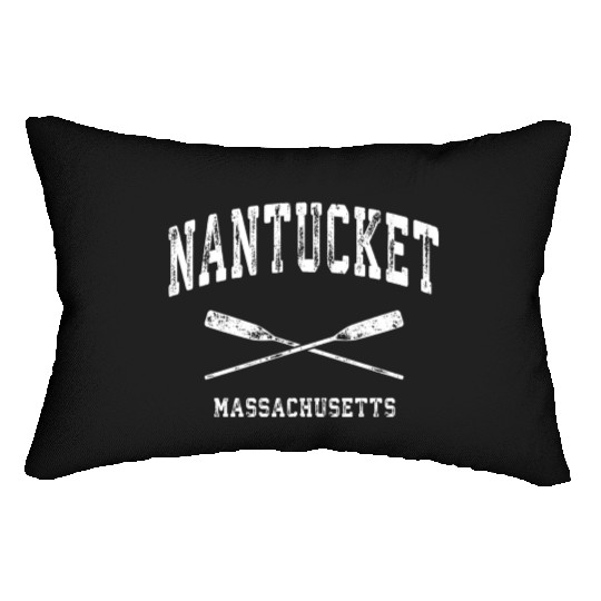 Nantucket Massachusetts Nautical Crossed Oars Lumbar Pillows