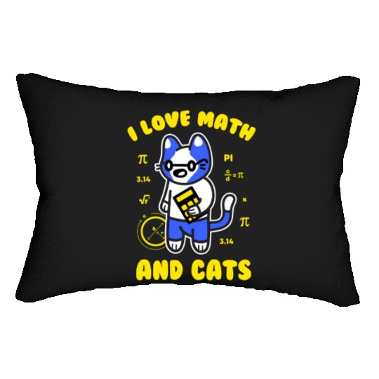I Love Math And Cats Pi Day Teacher Cat Lumbar Pillows