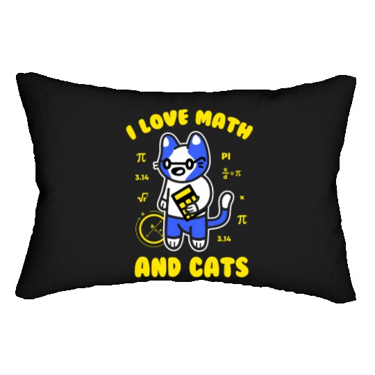 I Love Math And Cats Pi Day Teacher Cat Lumbar Pillows