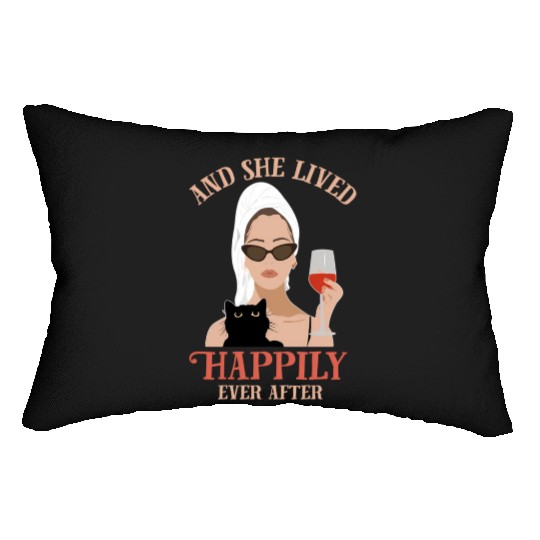 And She Lived Happily Ever Afters Drinking Wine Wi Lumbar Pillows