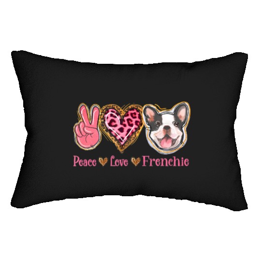 Leopard Peace Love Frenchie Funny Dog Mom Mothers Lumbar Pillows
