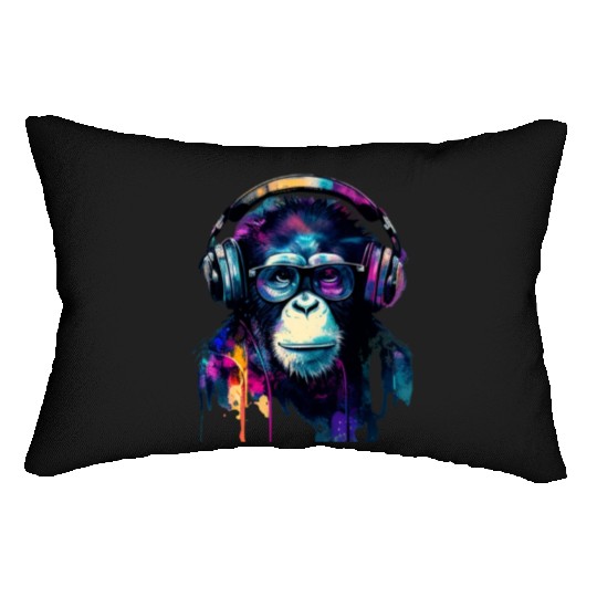 Banksy DJ Monkey with Headphones Lumbar Pillows