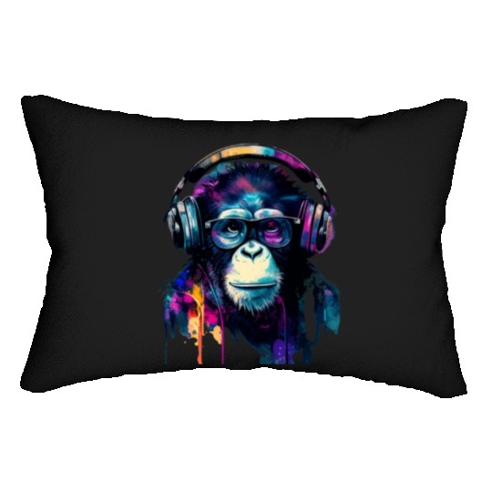 Banksy DJ Monkey with Headphones Lumbar Pillows