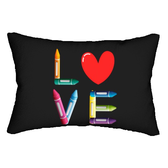 Pre-K Teacher Preschool Day Love Teachers Crayon Lumbar Pillows
