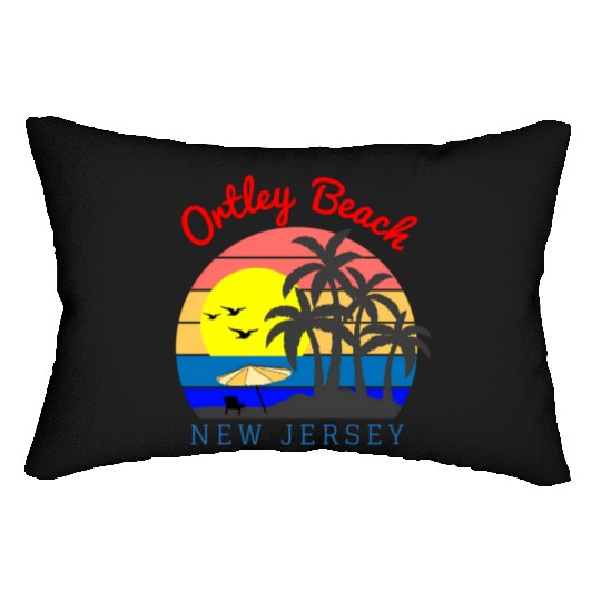 Ortley Beach New Jersey Beach Sunset Lumbar Pillows