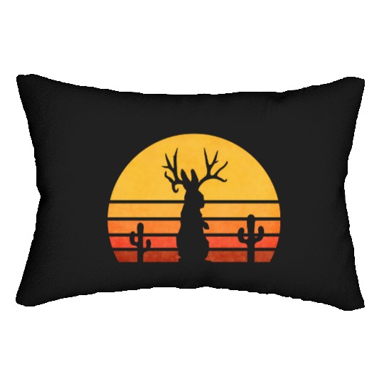 Eighties Jackalope Cryptid Rabbit Lumbar Pillows