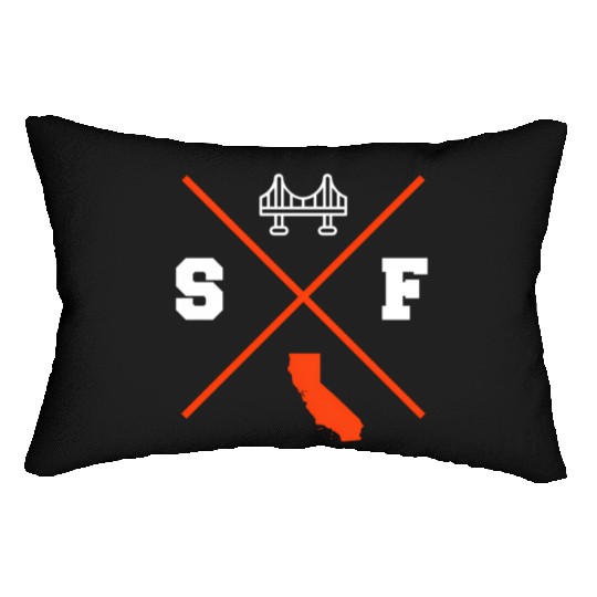 Sf San Francisco California Orange Outline Lumbar Pillows