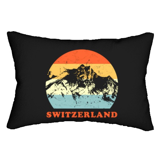 Switzerland Mountain Throwback Vacation Lumbar Pillows