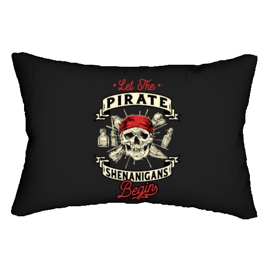 Let The Pirate Shenanigans Begin Crossbones Freebo Lumbar Pillows