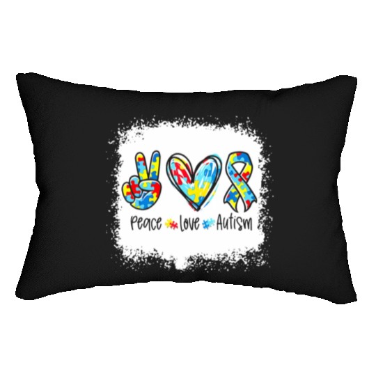 Peace Love Autism In April We Wear Blue For Autism Lumbar Pillows