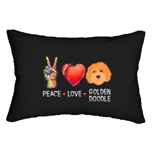 peace love Goldendoodle for doodle dog Lumbar Pillows
