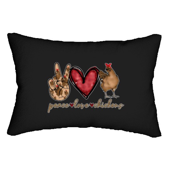 Peace Love Chicken Gold Glitter For Chicken Farmer Lumbar Pillows