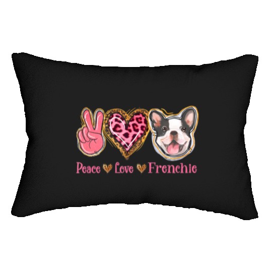 Leopard Peace Love Frenchie Funny Dog Mom Mothers Lumbar Pillows