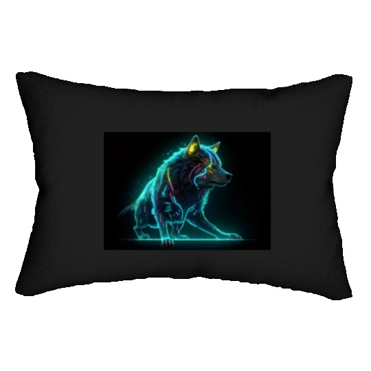 Neon Moon Wolf Lumbar Pillows