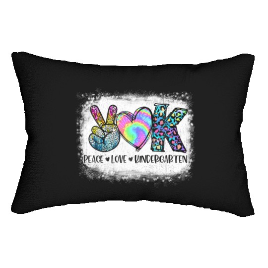 Peace Love Kindergarten Teacher Appreciation Retro Lumbar Pillows