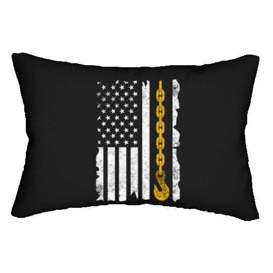 Tow Truck Us Flag Trucking Driver Lumbar Pillows