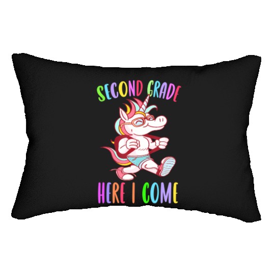 Second Grade Here I Come Unicorn Rainbow Back to S Lumbar Pillows
