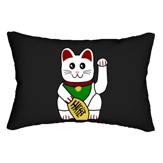 Cute Japanese Lucky Cat 1 Lumbar Pillows