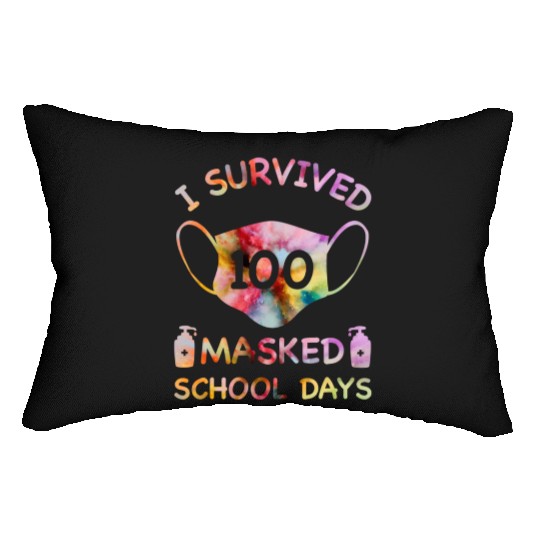 I Survived 100 Masked School Days For Teacher Stud Lumbar Pillows