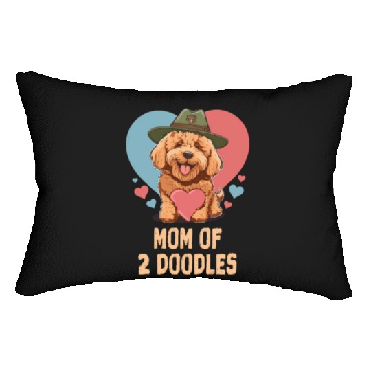 Mom Of Two Doodles Goldendoodle Dog Doodle Mama Lumbar Pillows